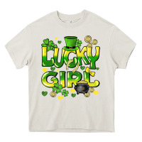 Cream lucky girl st. patricks day Heavy Core Tee - HowdyJamesFarm