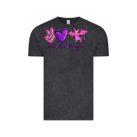Vintage Black Peace Love Dragons Vintage Tee - RanaPortraitStore
