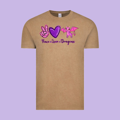 Peace Love Dragons Vintage Tee Designed By Ranaportraitstore