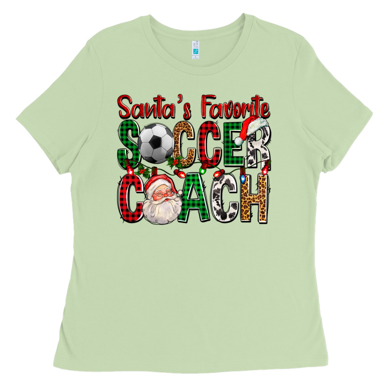 Santa's Favorite Soccer Coach For Christmas Ladies Tee by FaDigitalArtStudio | Teevron