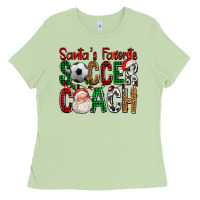 Matcha Santa's Favorite Soccer Coach For Christmas Ladies Tee - FaDigitalArtStudio