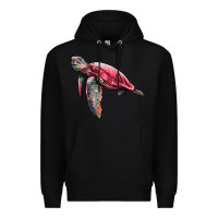 Black sea turtle pink glitter Premium Hoodie - Artiststas