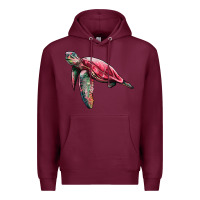 Burgundy sea turtle pink glitter Premium Hoodie - Artiststas