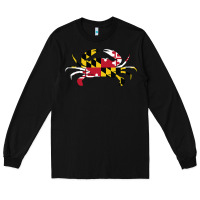 Black Maryland Crab State Pride Flag Long Sleeve Tee - maiPhamDesign