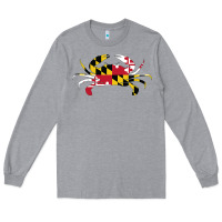Heather Grey Maryland Crab State Pride Flag Long Sleeve Tee - maiPhamDesign