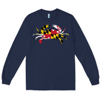 Navy Maryland Crab State Pride Flag Long Sleeve Tee - maiPhamDesign