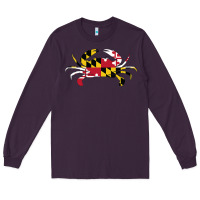 Plum Maryland Crab State Pride Flag Long Sleeve Tee - maiPhamDesign