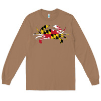 Toasted Coconut Maryland Crab State Pride Flag Long Sleeve Tee - maiPhamDesign