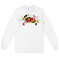 White Maryland Crab State Pride Flag Long Sleeve Tee - maiPhamDesign