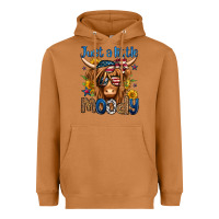 Just A Little Moody 4th Of July Long Haired Cow Heavyweight Hoodie | Teevron