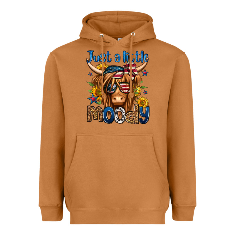 Just A Little Moody 4th Of July Long Haired Cow Heavyweight Hoodie by Jasminsmagicworld | Teevron