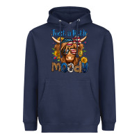 Navy just a little moody 4th of july long haired cow Heavyweight Hoodie - Jasminsmagicworld