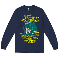 Navy Pinky and the Brain The World Long Sleeve Tee - maiPhamDesign