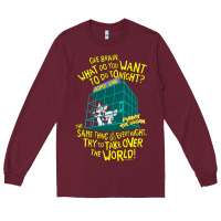 Burgundy Pinky and the Brain The World Long Sleeve Tee - maiPhamDesign