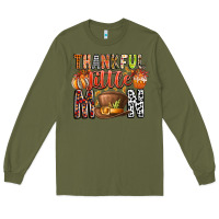Army Green Thankful Little Mon Long Sleeve Tee - CowhideDigitalArt