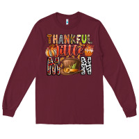 Burgundy Thankful Little Mon Long Sleeve Tee - CowhideDigitalArt