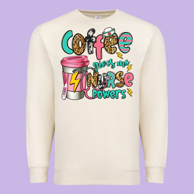 Coffee Gives Me Nurse Powers Premium Sweatshirt Designed By Jasminsmagicworld