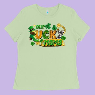 One Lucky Mama Ladies Tee Designed By Fadigitalartstudio