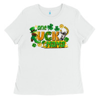 White one lucky mama Ladies Tee - FaDigitalArtStudio