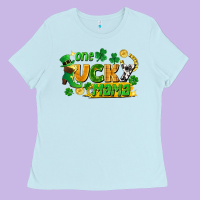 One Lucky Mama Ladies Tee Designed By Fadigitalartstudio