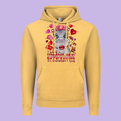 I Want Hippopotamus For Valentines Day Vintage Hoodie Designed By Cowhidedigitalart