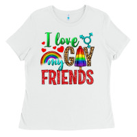White I Love My Gay Friends Ladies Tee - BundleAndBundleShop