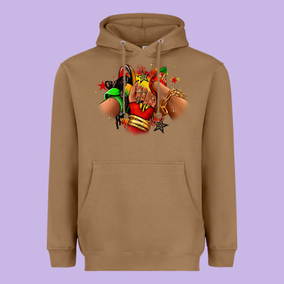 Juneteenth Sneaker And Heel Afro Woman Heavyweight Hoodie Designed By Ranaportraitstore