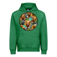 Emerald Highland Cow Pattern Urban Hoodie - Jasminsmagicworld