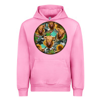 Fuchsia Pink Highland Cow Pattern Urban Hoodie - Jasminsmagicworld