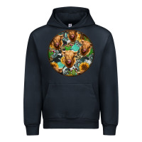 Navy Highland Cow Pattern Urban Hoodie - Jasminsmagicworld