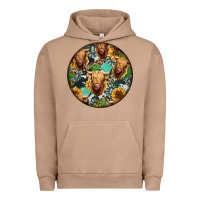 Pigment Burro Highland Cow Pattern Urban Hoodie - Jasminsmagicworld