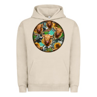 Pigment French Oak Highland Cow Pattern Urban Hoodie - Jasminsmagicworld