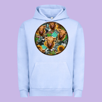 Highland Cow Pattern Urban Hoodie Designed By Jasminsmagicworld