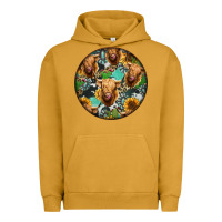 Pigment Peanut Butter Highland Cow Pattern Urban Hoodie - Jasminsmagicworld