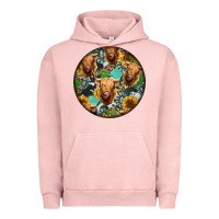 Pigment Salmon Highland Cow Pattern Urban Hoodie - Jasminsmagicworld