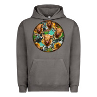 Pigment Tornado Highland Cow Pattern Urban Hoodie - Jasminsmagicworld