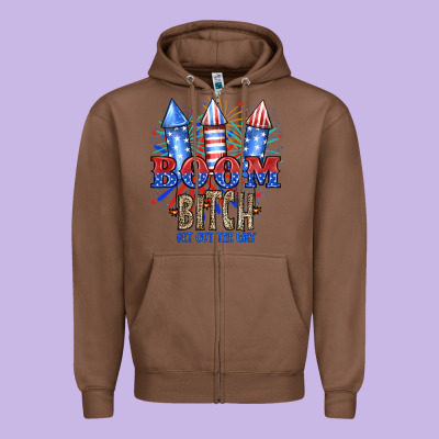 Boom Bıtch Get Out The Way Zipper Hoodie Designed By Jahusdesignshop