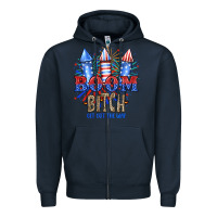 Navy Boom Bıtch Get Out The Way Zipper Hoodie - JahusDesignShop