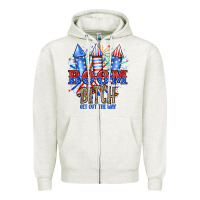 Oatmeal Heather Boom Bıtch Get Out The Way Zipper Hoodie - JahusDesignShop