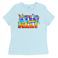 Baby Blue Always An Ally Pride LGBTQ Ladies Tee - BundleAndBundleShop