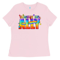 Bubblegum Pink Always An Ally Pride LGBTQ Ladies Tee - BundleAndBundleShop