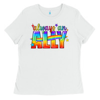 White Always An Ally Pride LGBTQ Ladies Tee - BundleAndBundleShop
