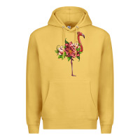 Antique Gold flamingo with tropical flowers Premium Hoodie - Artiststas