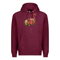 Burgundy flamingo with tropical flowers Premium Hoodie - Artiststas