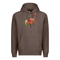 Coffee flamingo with tropical flowers Premium Hoodie - Artiststas