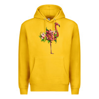 Lemon flamingo with tropical flowers Premium Hoodie - Artiststas