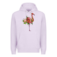 Lilac flamingo with tropical flowers Premium Hoodie - Artiststas