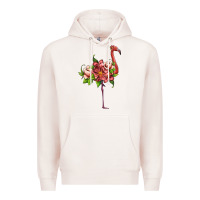 Pale Pink flamingo with tropical flowers Premium Hoodie - Artiststas