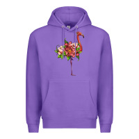 Purple flamingo with tropical flowers Premium Hoodie - Artiststas