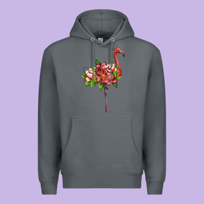 Flamingo With Tropical Flowers Premium Hoodie Designed By Artiststas